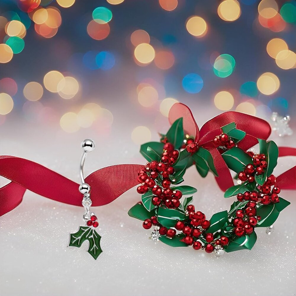 Dazzling Mistletoe Dangle Belly Button Ring - Cry… - image 7